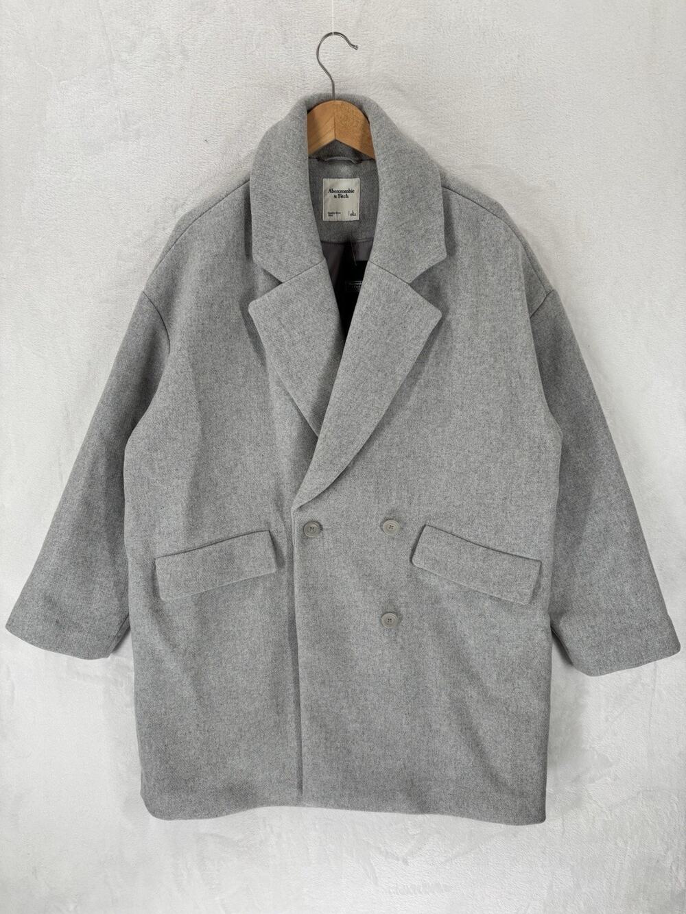 Abercrombie & Fitch Peacoat Womens Large Gray Wool Blend Double Breasted New